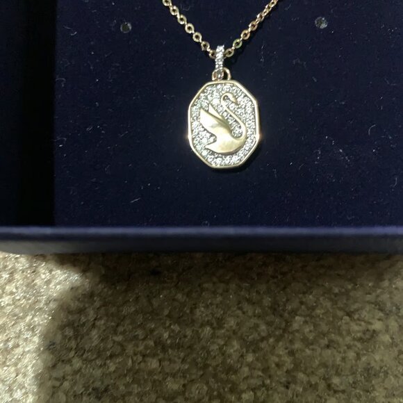 Swarovski Swan Signum Pendant Necklace - Rose Gold Tone Plated (New) - Picture 2 of 9